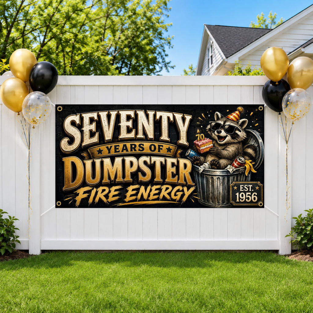 70th Raccoon Dumpster Banner