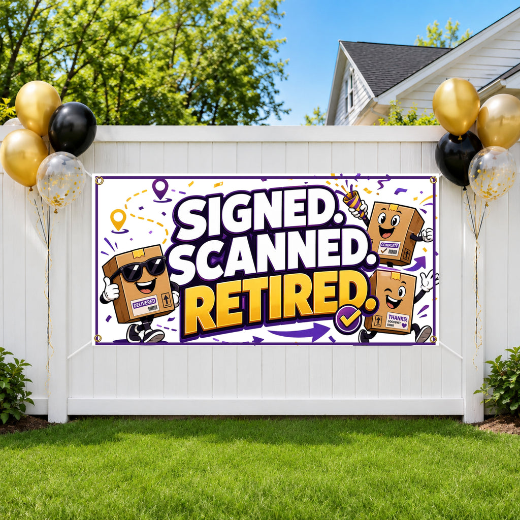 Retirement Party Banner, Signed Scanned Retired Sign, Office Backdrop