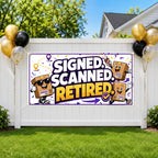 Retirement Party Banner, Signed Scanned Retired Sign, Office Backdrop