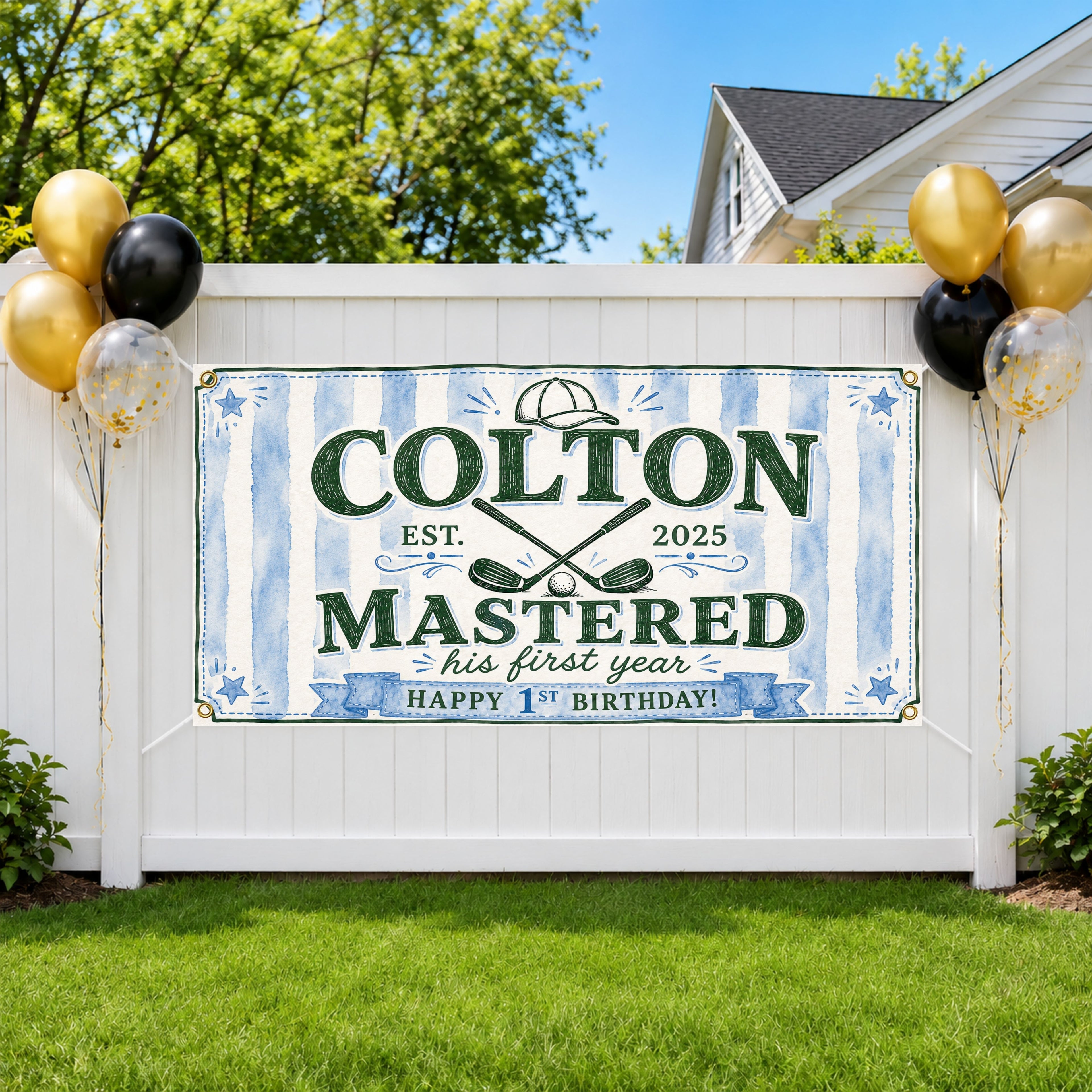 Golf 1st Birthday Banner