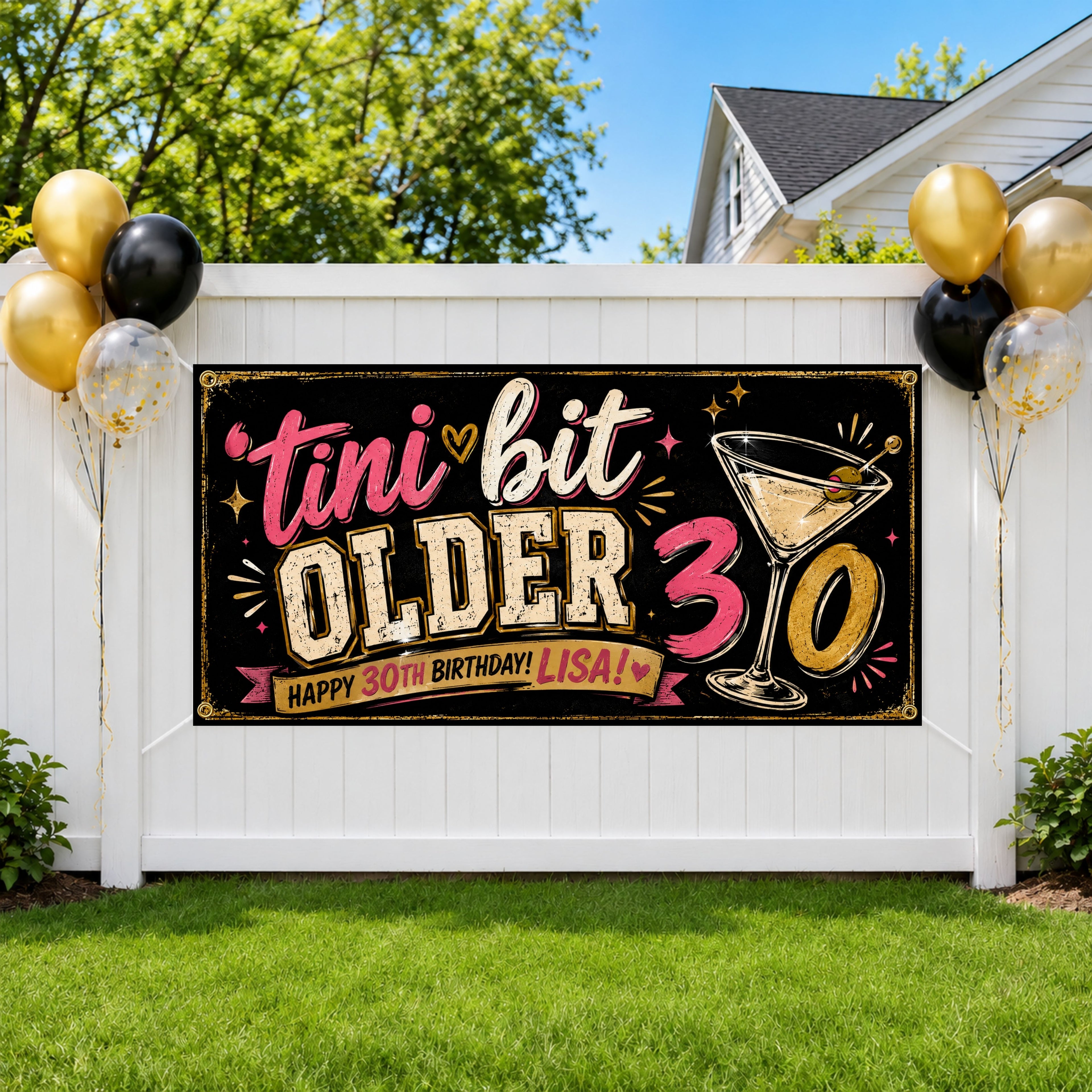 30th Birthday Banner, Martini Party Sign, Women Photo Backdrop