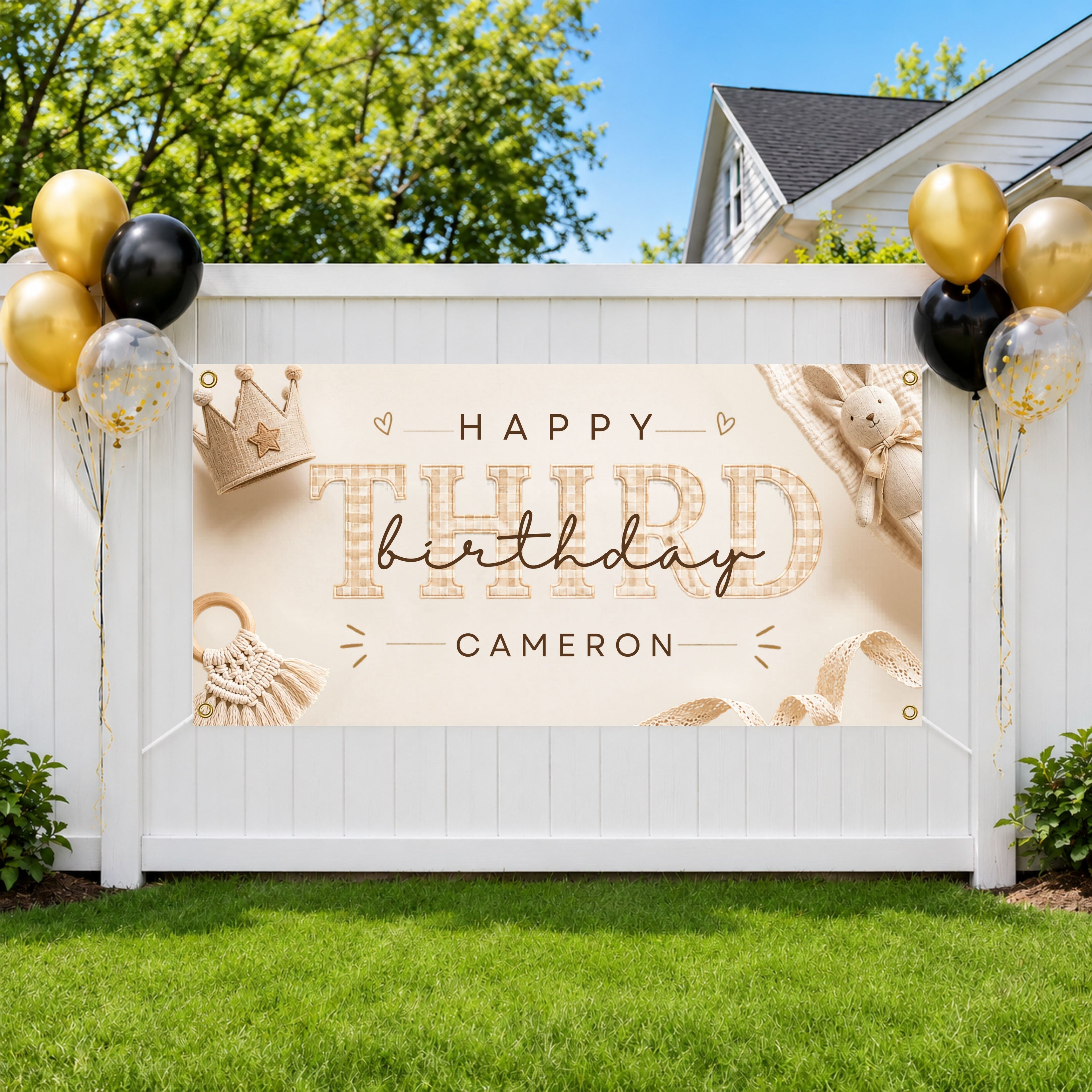 1st Birthday Banner, Neutral Baby Birthday Sign, Personalized Kids Birthday Banner