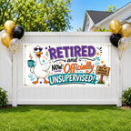 Funny Retirement Banner, Unsupervised Goose Sign, Office Party Backdrop