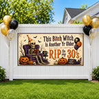 Funny 40th Birthday Banner, Skeleton Birthday Backdrop, Halloween Party Decor
