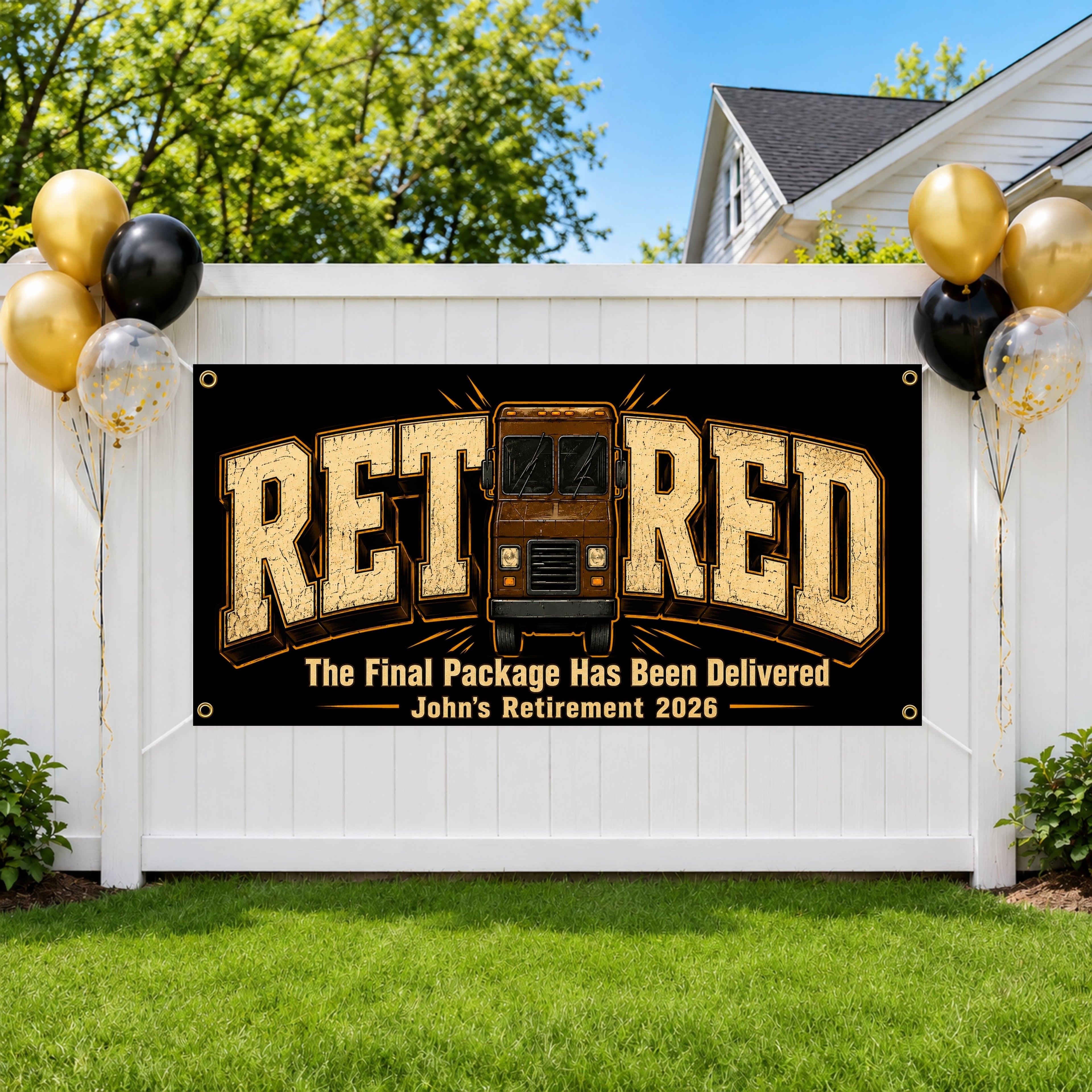 Delivery Driver Retirement Banner, Final Package Sign, Farewell Backdrop