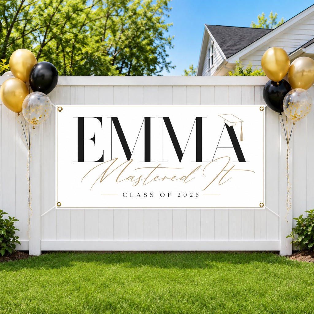 Graduation Banner, Personalized Grad Party Sign, Custom Name Backdrop