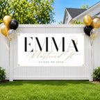 Graduation Banner, Personalized Grad Party Sign, Custom Name Backdrop