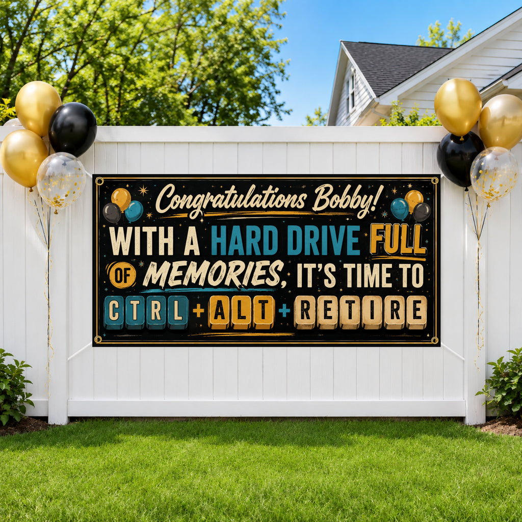 IT Retirement Banner, Computer Tech Farewell Sign, Office Party Decor