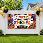 Personalized 3rd Birthday Banner, Feral Threes Raccoon Party Sign, Halloween Backdrop