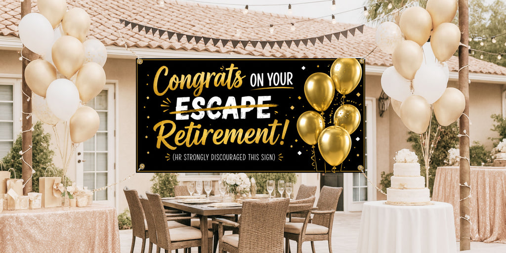 Funny Retirement Banner, Congrats on Your Escape Retirement Sign, Coworker Farewell
