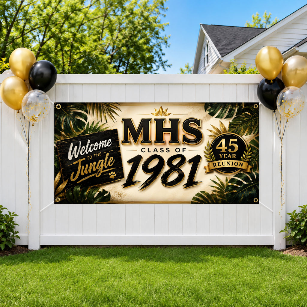 Jungle Reunion Banner, Class Reunion Sign, Alumni Photo Backdrop