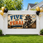 Funny 5th Birthday Banner, Dirt Bike Raccoon Sign, Personalized Kids Birthday Banner