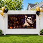 Funny 50th Birthday Banner, Ghost Party Sign, Halloween Backdrop