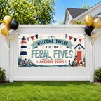 Nautical Birthday Banner, Five and 5 Year Old Beach Birthday Party Decor, Personalized Coastal Birthday Sign