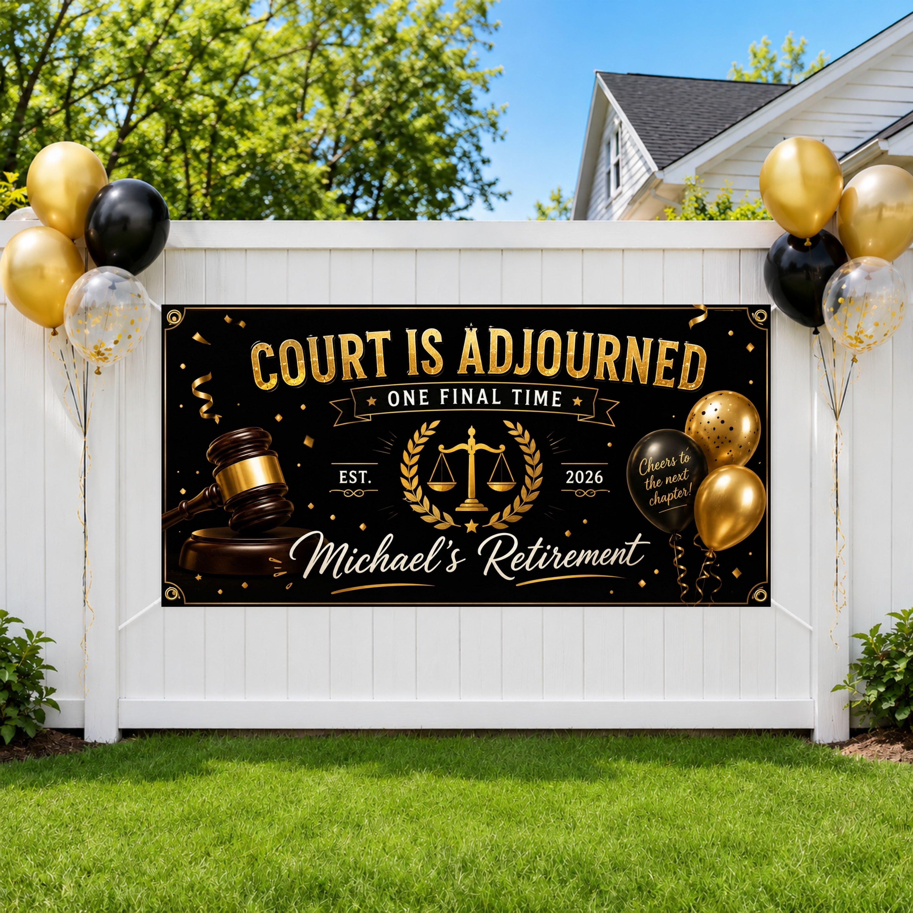 Judge Retirement Banner, Court Retirement Sign, Retirement Party Backdrop