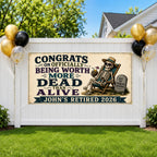 Funny Retirement Banner, Skeleton Party Sign, Office Farewell Backdrop