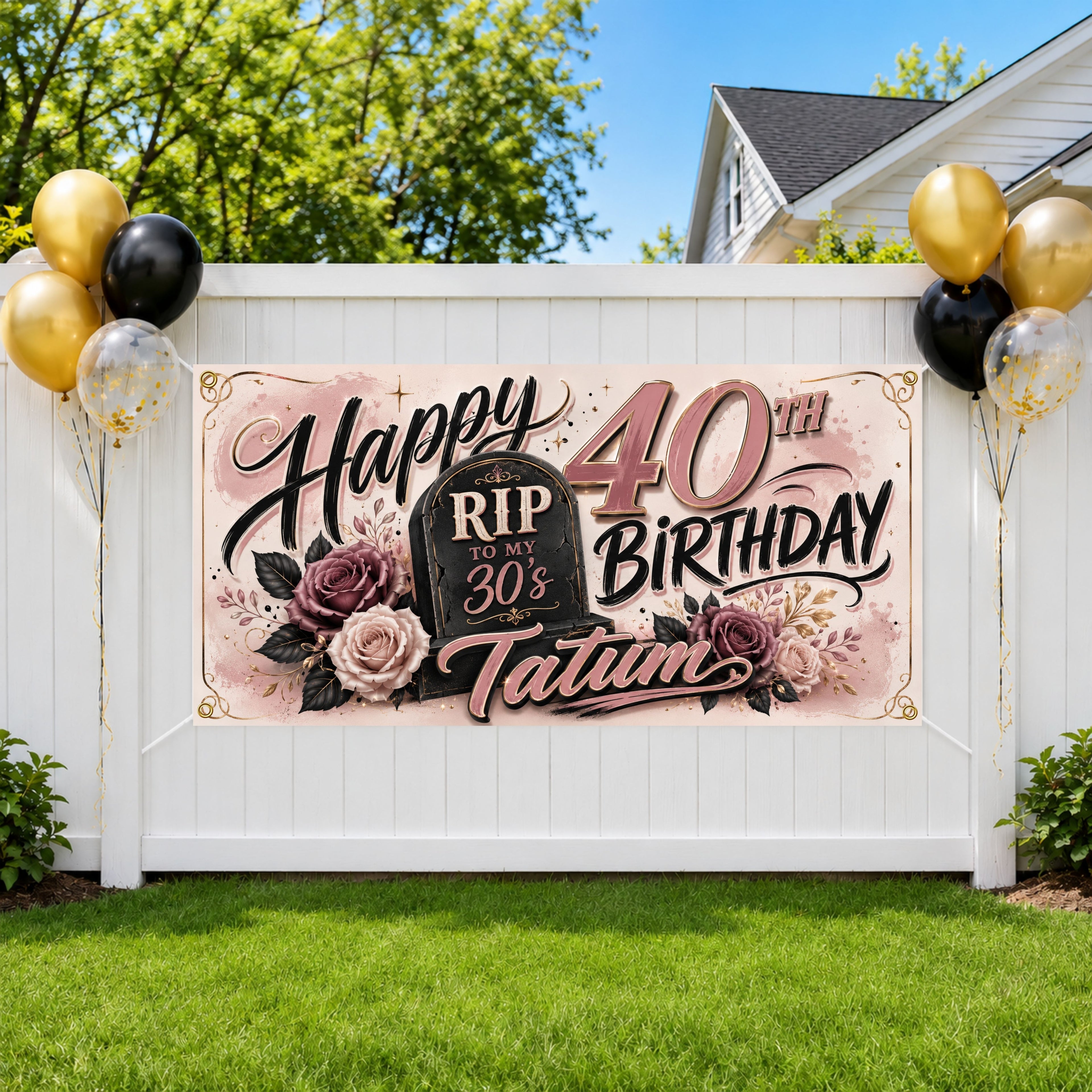 Funny 40th Birthday Banner, RIP 30s Party Sign, Women Backdrop