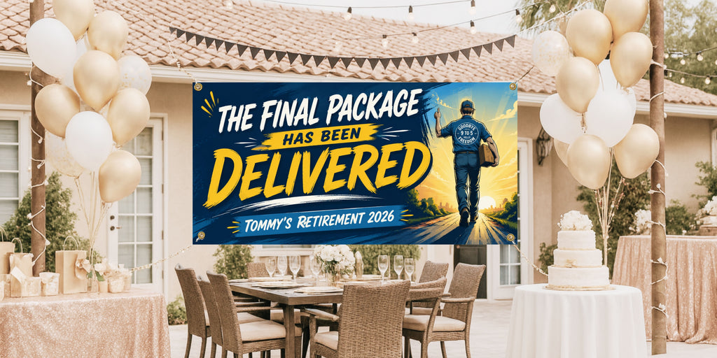 Delivery Driver Retirement Banner | Final Package Bold Goodbye 9 to 5