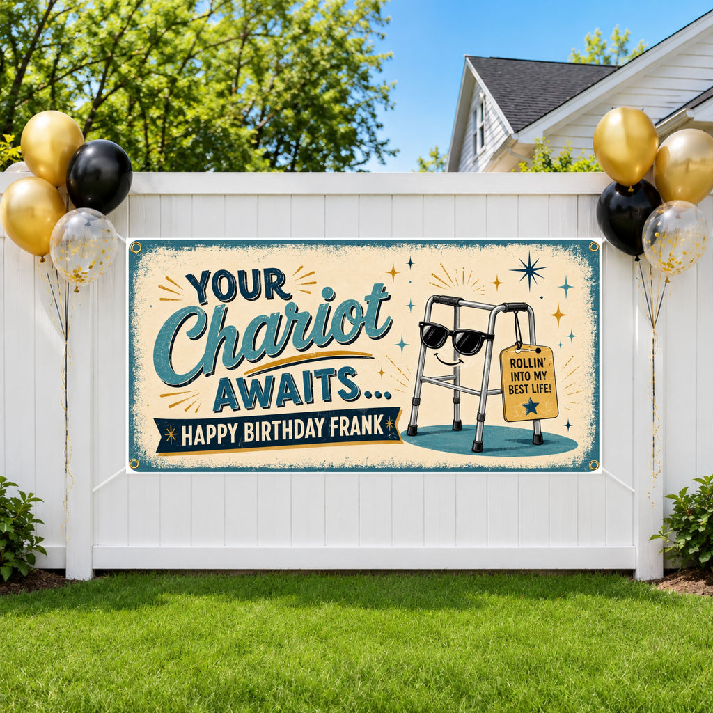 Over the Hill 50th Birthday Banner, Funny Hill Sign, Party Backdrop