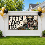 Funny 50th Birthday Banner, Fifty And Feral Sign, Casino Party Backdrop