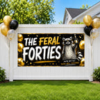 Funny 40th Birthday Banner, Feral Raccoon Sign, Party Backdrop