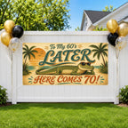 70th Birthday Banner, Later Alligator Sign, Tropical Backdrop