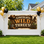 3 Year Old Cowboy Birthday Party Decor, Western Third Birthday Banner for Little Buckaroo Celebration