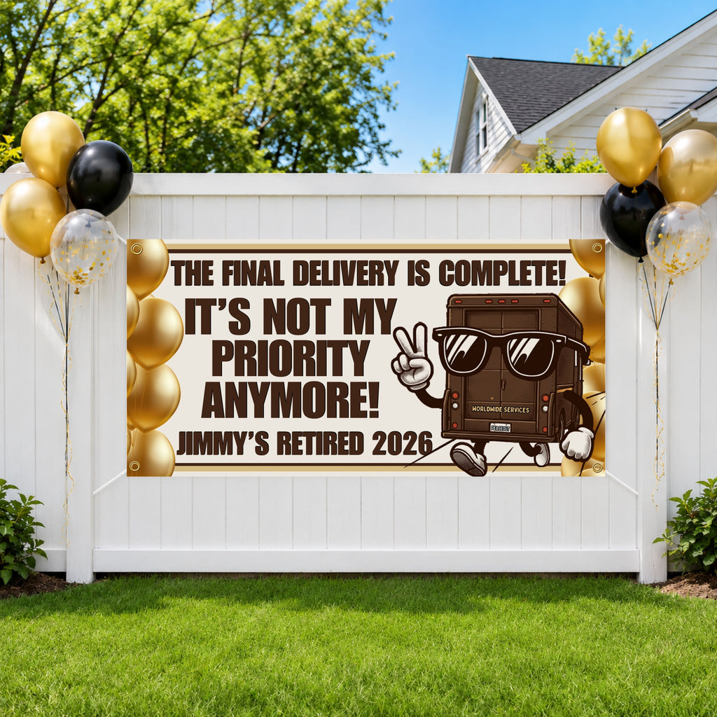 Funny Retirement Banner, Retirement Party Sign for a Delivery Driver