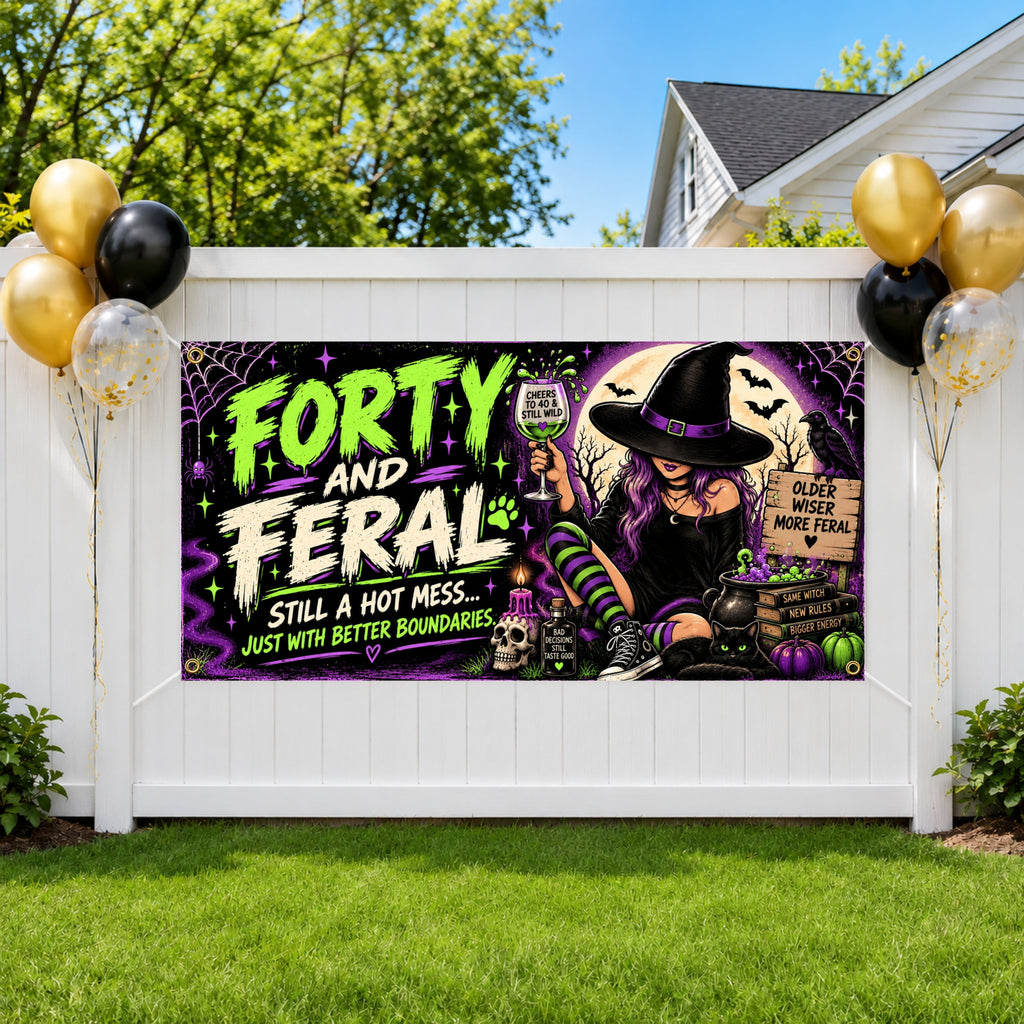 Witch 40th Birthday Banner