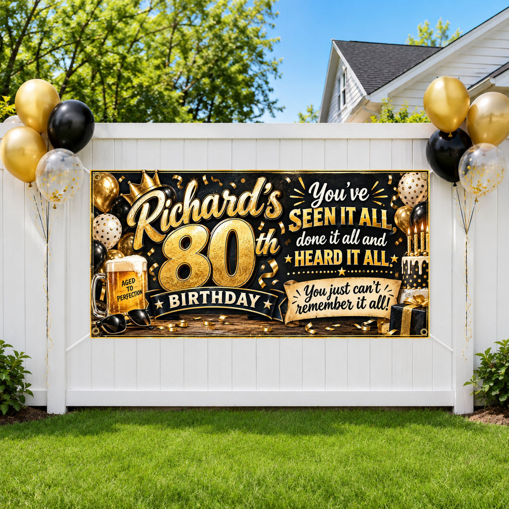 Vintage 80th Birthday Banner