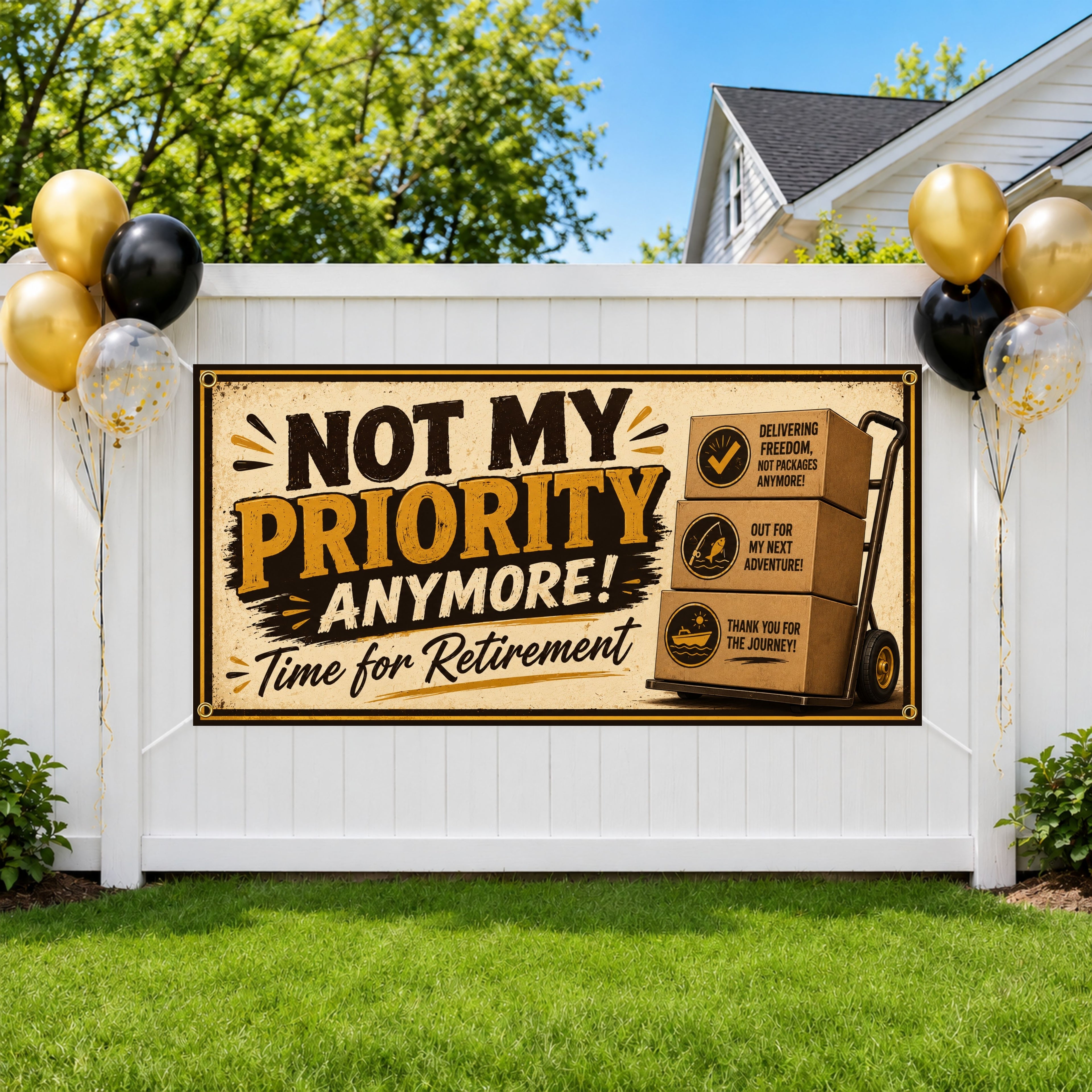 Funny Retirement Banner, Retirement Party Sign, Freedom Theme Backdrop