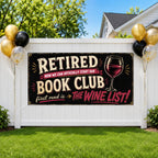 Funny Retirement Banner, Wine Book Club Sign, Party Backdrop