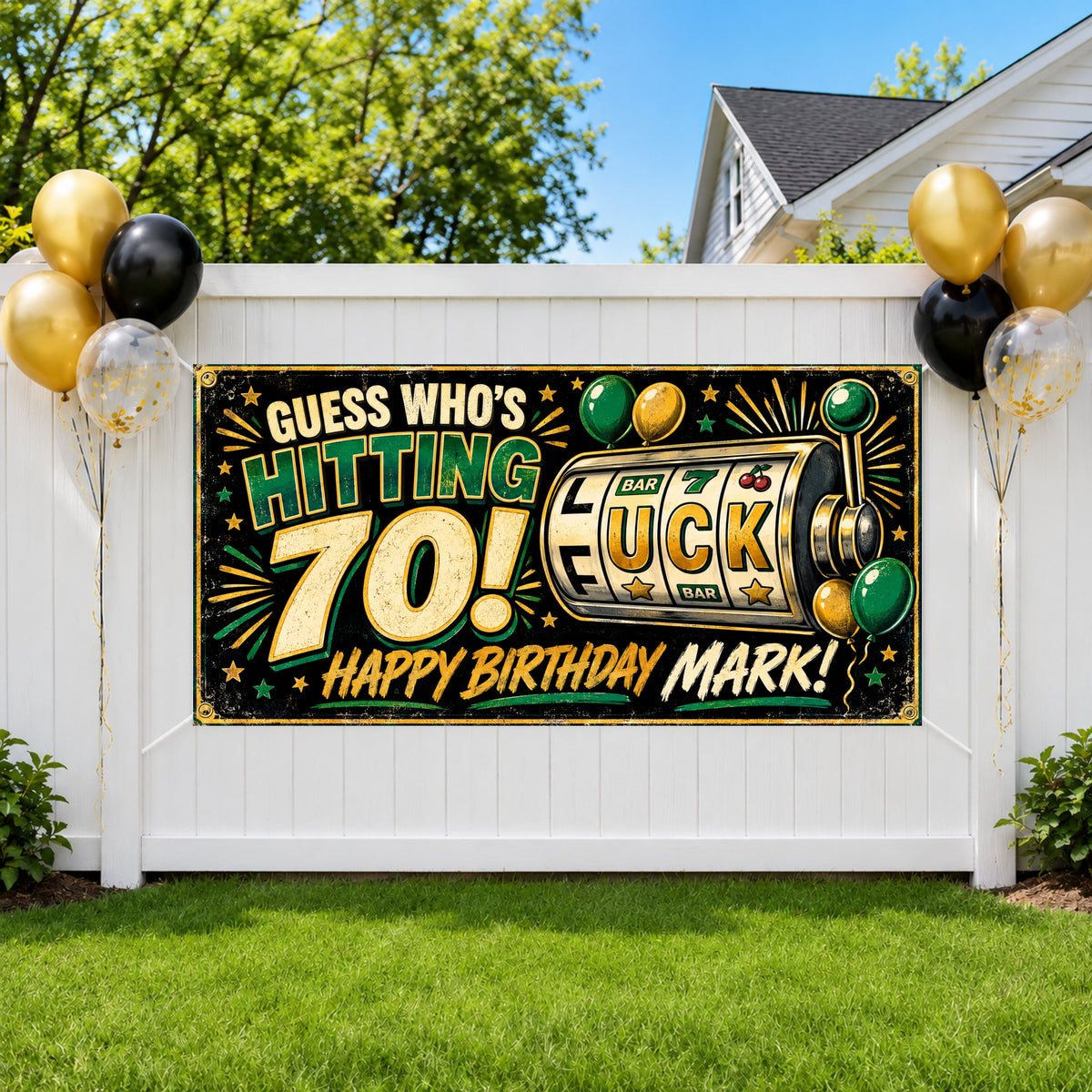 Slot Machine 70th Birthday Banner
