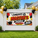 Masters Degree Banner, Personalized Graduation Sign, Custom Name Backdrop