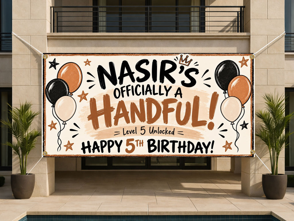 Balloon 5th Birthday Banner