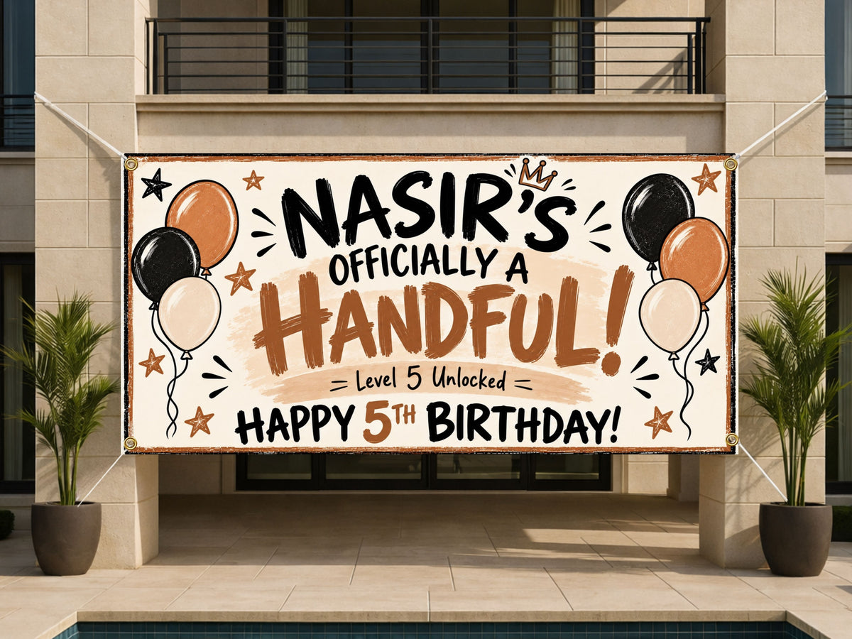 Balloon 5th Birthday Banner