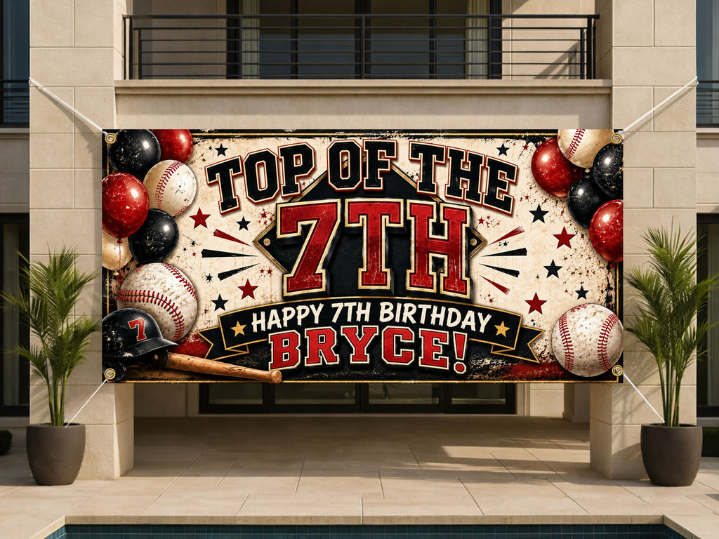 Baseball 7th Birthday Banner
