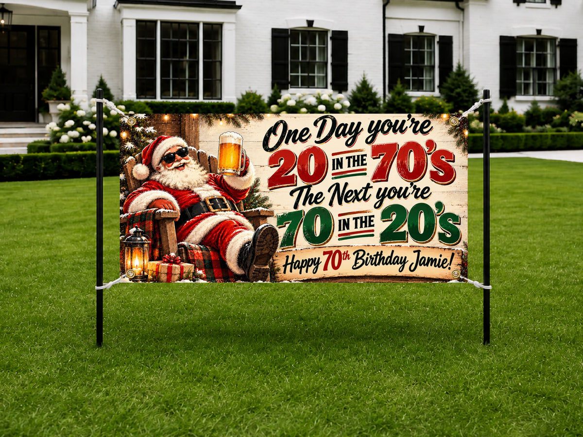 Santa’s 70s Throwback Birthday Banner