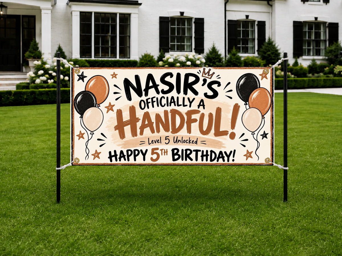 Balloon 5th Birthday Banner