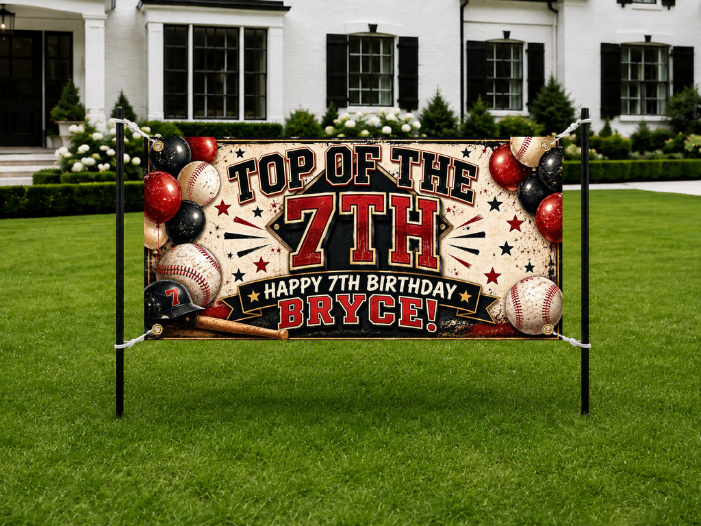 Baseball 7th Birthday Banner