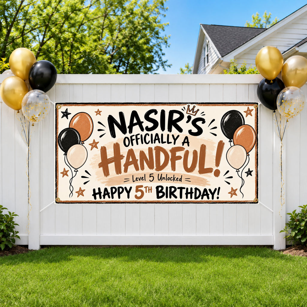 Balloon 5th Birthday Banner