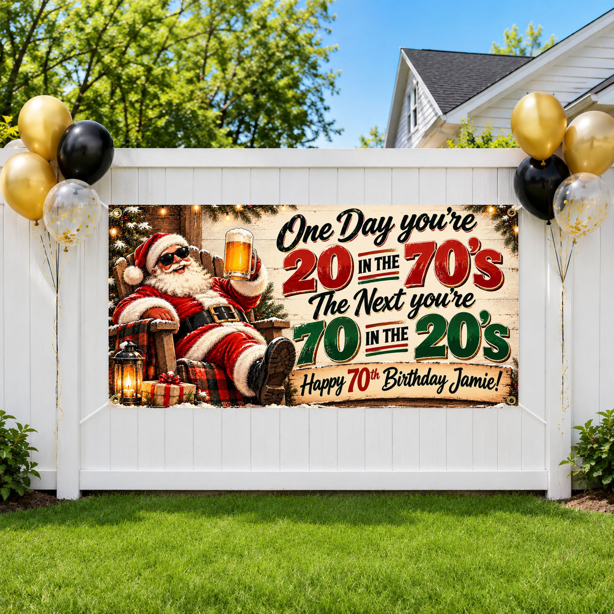 Santa’s 70s Throwback Birthday Banner