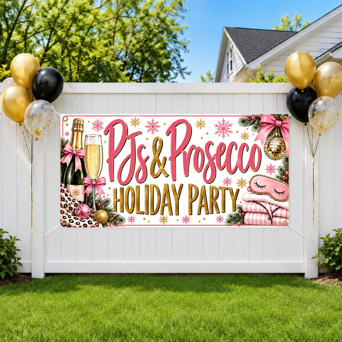 Pajamas Prosecco Holiday Banner