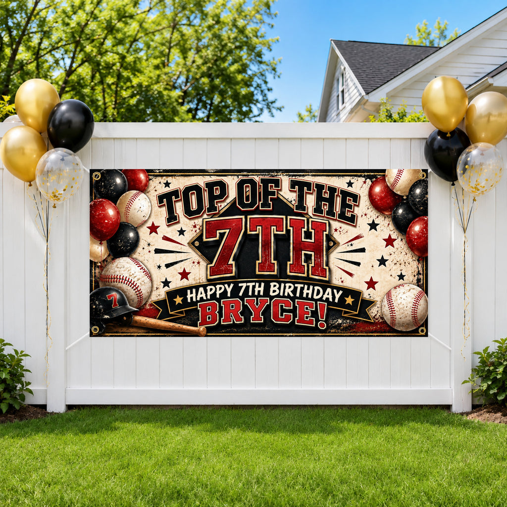 Baseball 7th Birthday Banner