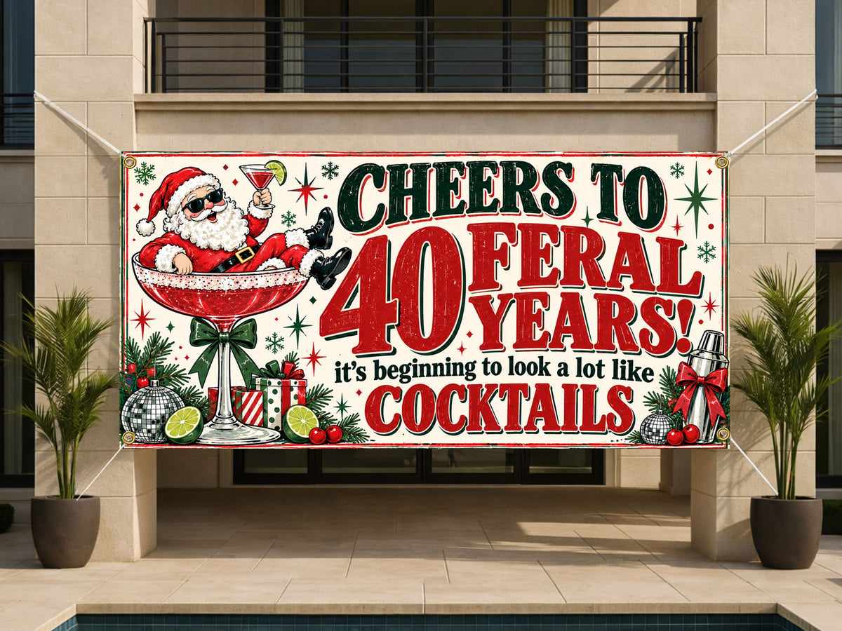 Santa 40th Birthday Banner