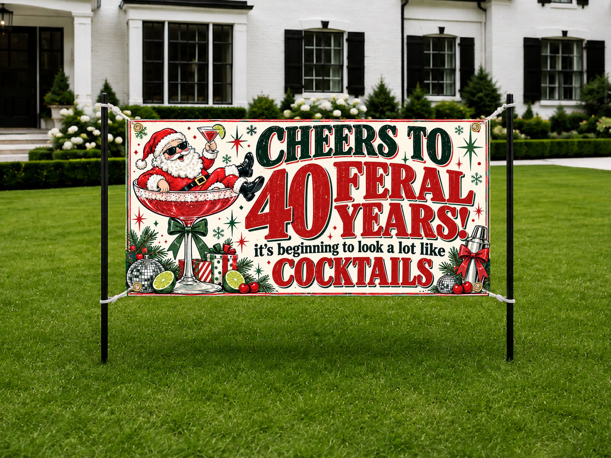 Santa 40th Birthday Banner