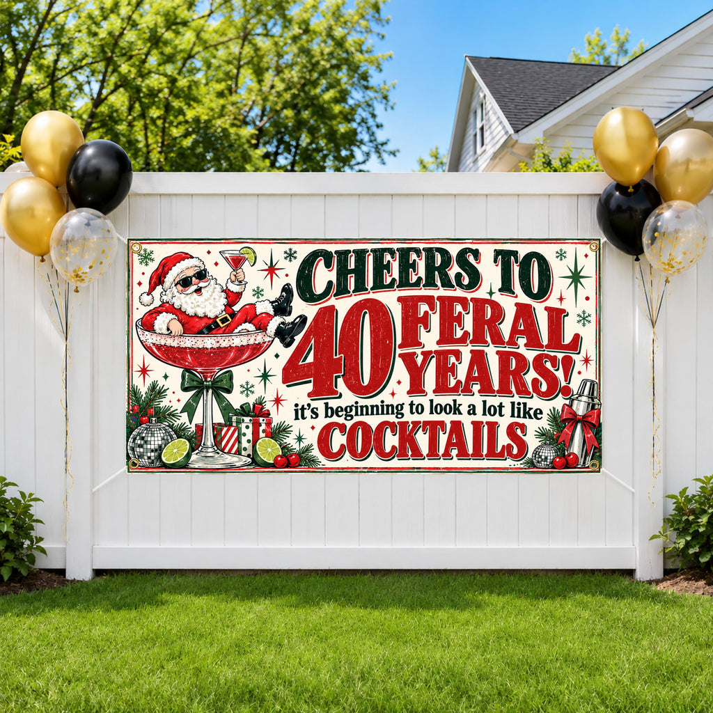 Santa 40th Birthday Banner