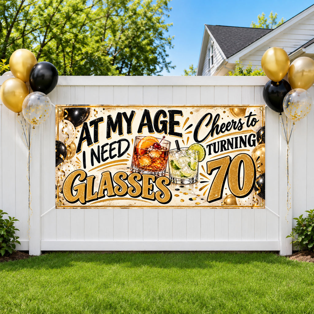 Need Glasses 70th Birthday Banner