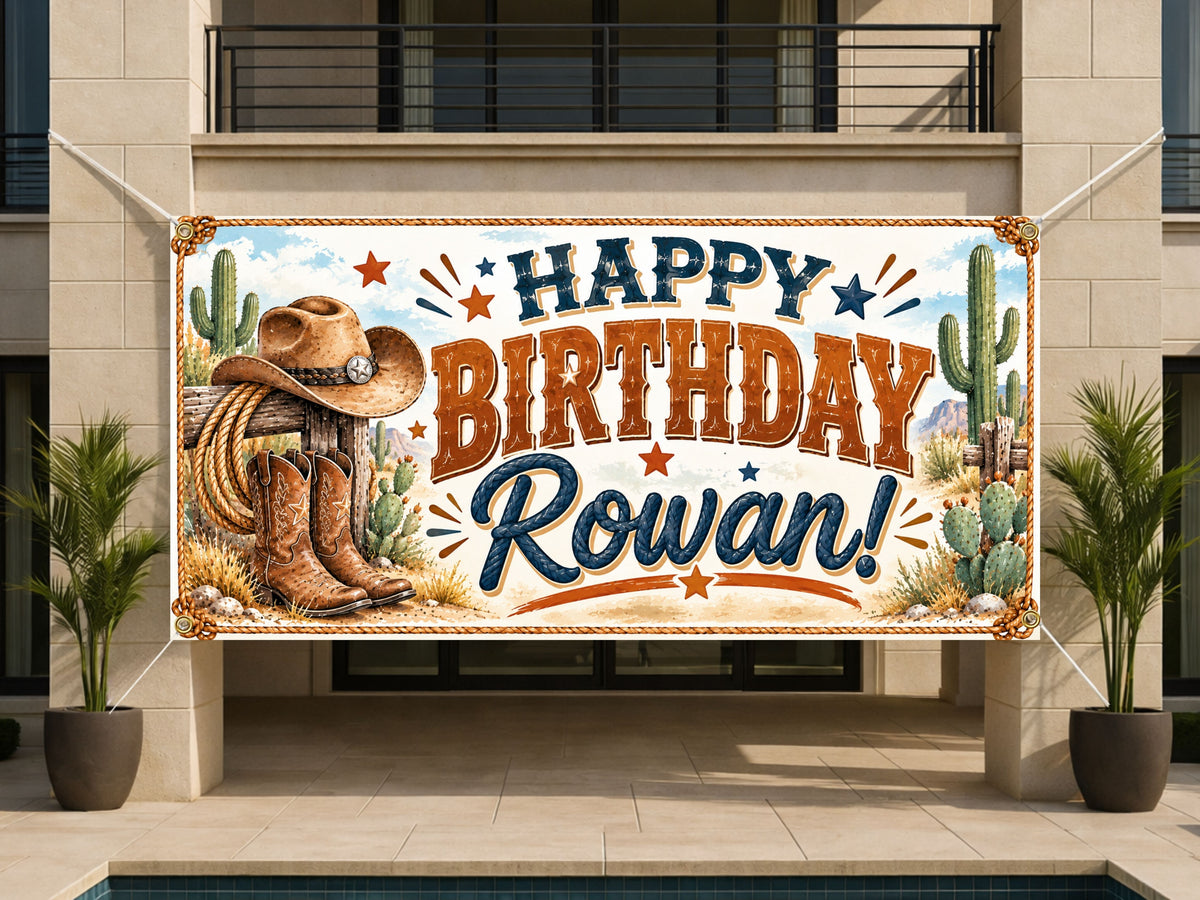 Cowboy Western Birthday Banner