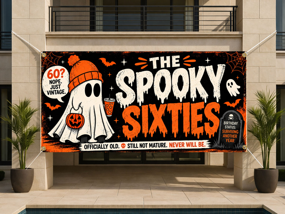 Spooky Ghost 60th Birthday Banner